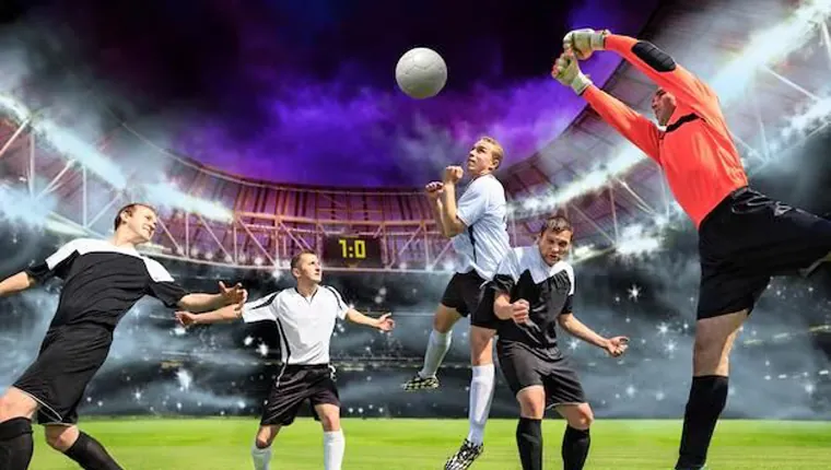 A dynamic scene combining traditional sports betting elements with esports competition, featuring Fachai branding.